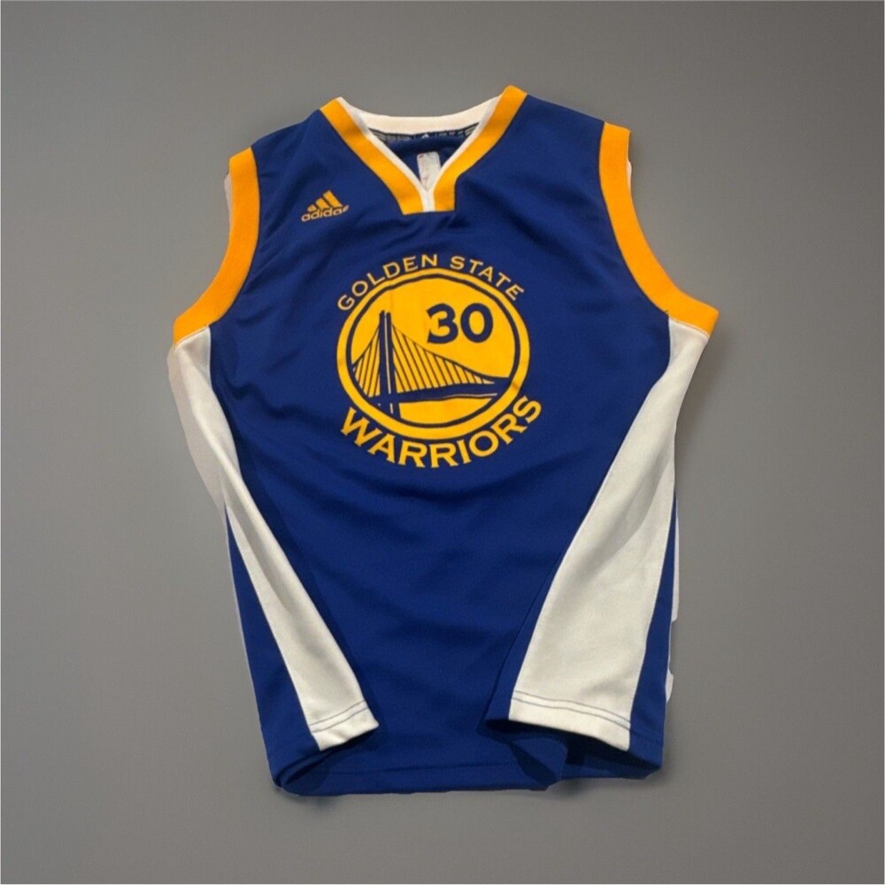 adidas NBA Golden State Warriors Stephen Curry Jersey Blue Yellow White Size M